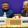 New Delhi:  Chief Justice of India  T S Thakur with Union Law Minister Ravi Shankar Prasad and Minister of State in Prime Minister's Office (PMO) Jitendra Singh at the All India Conference of the Central Administrative Tribunal (CAT) in New Delhi on Saturday. PTI Photo by Atul Yadav(PTI11_26_2016_000022B)